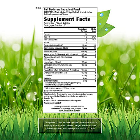 Power to Sleep PM – 120 Cápsulas Líquidas – com Melatonina, GABA, Ashwagandha, Raiz de Valeriana - Irwin Naturals