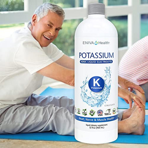 Suplemento Líquido de Potássio Iônico para Reposição de Eletrólitos e Suporte Metabólico | 600 MG | Sem Glúten, Sem Açúcar e Amigo da Dieta Keto | Suplemento Alimentar - Eniva Health