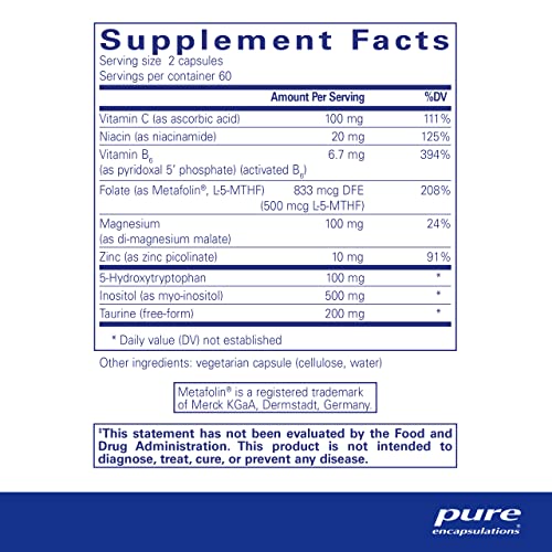 SeroPlus | Suporte à Serotonina Hipoalergênico para Moderar o Estresse Ocasional | 120 Cápsulas - Pure Encapsulations