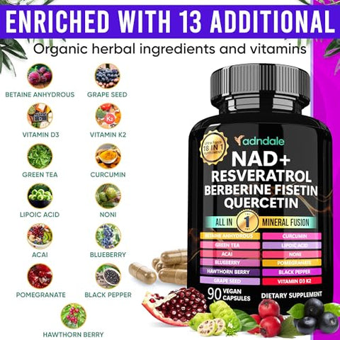 Adndale - NAD Suplemento 300mg – Aumente sua energia e vitalidade | Marca