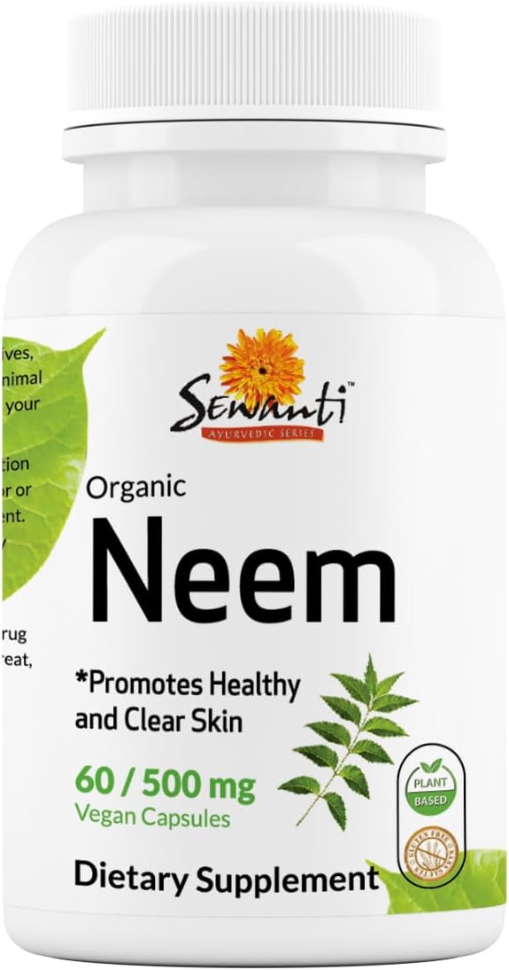 Neem Cápsulas – Extrato de Alta Potência, Suplemento Herbal para Saúde da Pele | 60 Cápsulas - Sewanti