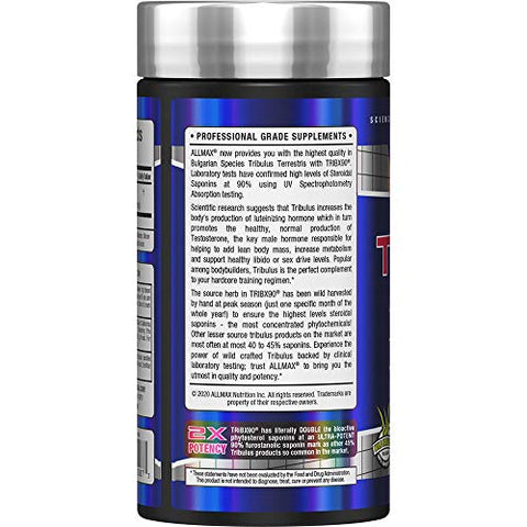 Trib X 90 – Extrato Ultra Concentrado de Tribulus Búlgaro, 90 Cápsulas - ALLMAX Nutrition