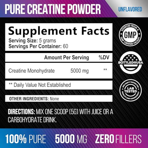 SILVERONYX - Creatina Monohidratada em Pó Micronizada 5000mg – Suplemento de Creatina Pura 100%, Creatina Monohidratada em Pó 5g, Suporte para Construção Muscular, Suplemento de Creatina Mono, Keto