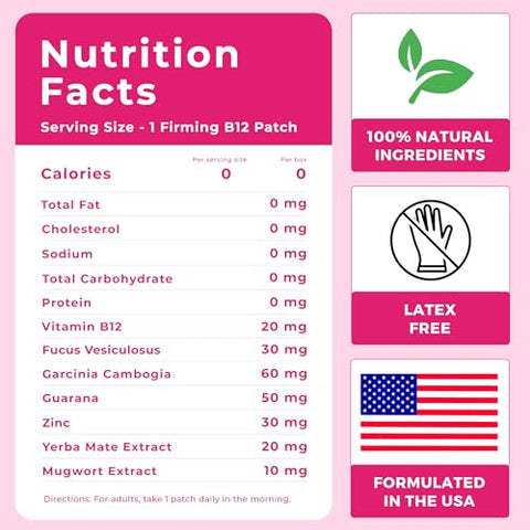 Spirit Patches - Patches Firmadores de Vitamina B12 (Pacote com 72) – Energia para Mulheres – 100% Natural