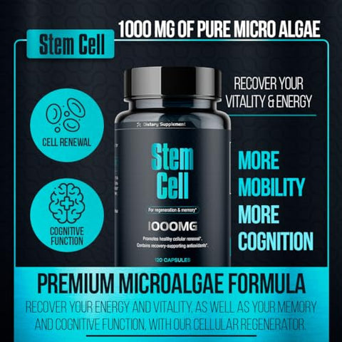 AURA VITAMINS - Suplemento de Células-Tronco Premium 1.000mg | 120 Cápsulas | Fortalece a Imunidade, Reduz Dores nas Articulações | Suporte Natural Anti-Envelhecimento
