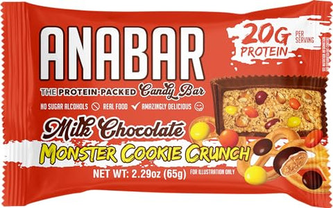 FINAL BOSS PERFORMANCE ANABAR - Anabar Barra de Proteína, a Barra de Doces Rica em Proteínas, Incrivelmente Deliciosa, Sem Álcoois Açucarados, Alimento Real (12 Barras, Sabor Incrível de Biscoito Monstro de Chocolate ao Leite)