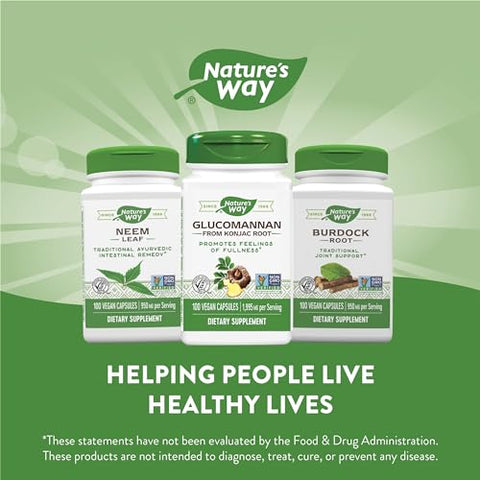 Nature's Way - Glucomannan Premium Herbal da Raiz de Konjac – 1.995 mg por porção, 100 Cápsulas Vegetais | Nature’s Way