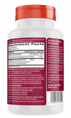 Generic - Tru-Nature Cinsulin Concentrado de Canela 500mg, 200 Cápsulas Vegetarianas, 3 Meses de Fornecimento