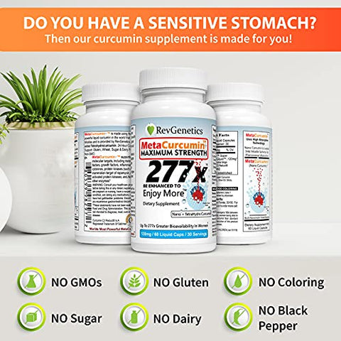 REVGENETICS - MetaCurcumin 277x – Super Curcumin TetraHydroCurcumin (60 Cápsulas Líquidas) – Potencialize sua saúde com o poderoso MetaCurcumin 277x
