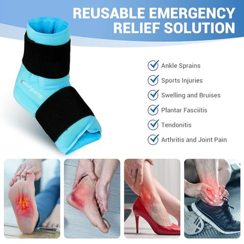 Comfytemp – Envoltório de Gelo para Tornozelo e Pé Grande para Alívio da Fascite Plantar, Elegível para FSA HSA, Tornozeleira para Tornozelo Torcido, Esporão de Calcanhar, Inchaço, Tendinite de Aquiles, Dor, Quente