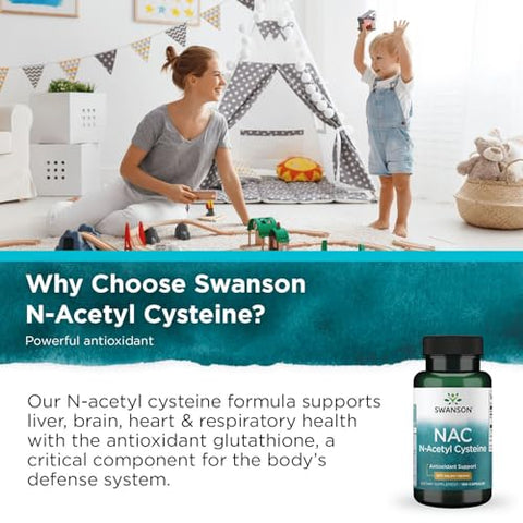 NAC N-Acetyl Cysteine 600 mg – 100 Cápsulas | Antioxidante e Suporte à Saúde Celular (2 Pacotes) - Swanson