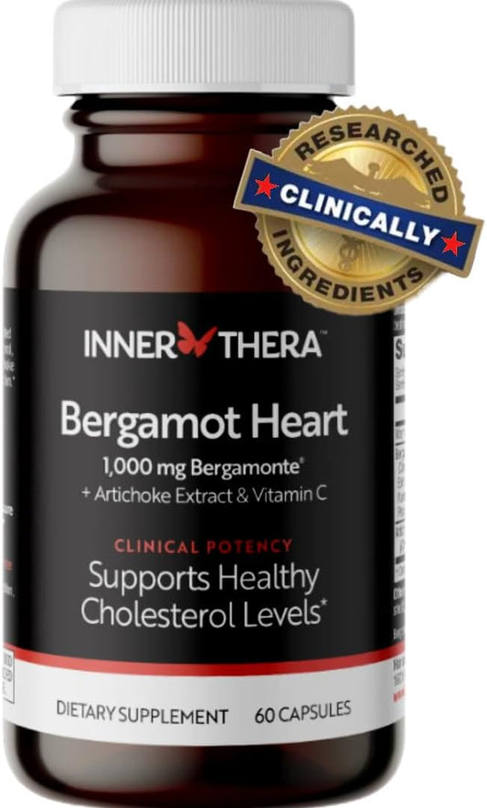 INNERTHERA - Suplemento de Citrus Bergamota 1000mg – Fórmula Avançada com Triplo Ingrediente, Bergamonte Clinicamente Comprovado, com Vitamina C e Extrato de Alcachofra, 60 Cápsulas