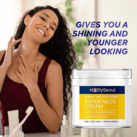 ElySeoul - Creme Anti-Rugas Super Neck Chest – Firmeza Avançada e Levantamento – Cuidados com a Pele Coreana Anti-Envelhecimento com Colágeno Ácido Hialurônico Niacinamida