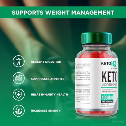NutraRize - (3 Pacotes) Gomas Keto IQ Keto ACV, Fórmula Keto IQ Keto ACV para Perda de Peso Avançada, Suplemento Dietético Keto IQ Keto, Goma Keto IQ Keto ACV, Avaliações KetoIQ Gomitas (180…)
