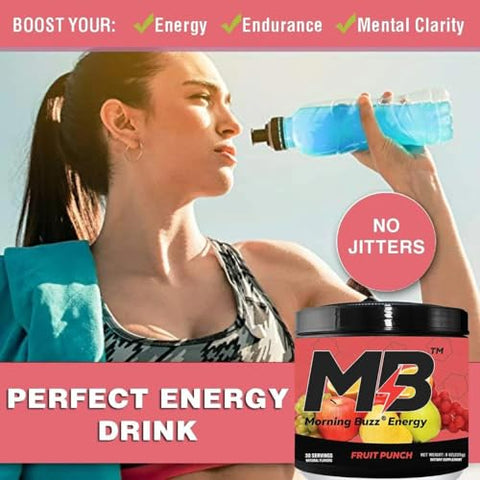 Pó Energético – Mistura Energética para Impulso Matinal – Energia sem Açúcar com Antioxidantes – Produto para Iniciar o Dia e Nutrição Esportiva – 30 Porções, Sabor Frutado - Morning Buzz