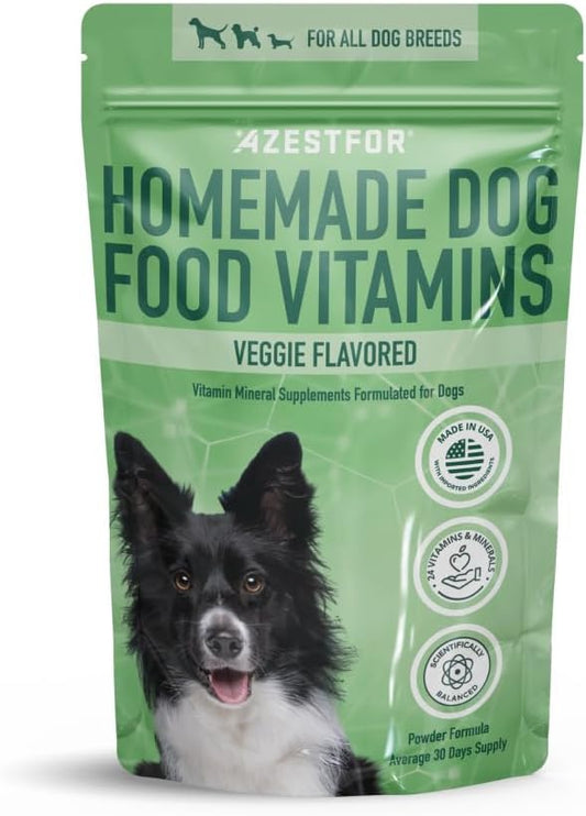 Azestfor - Suplementos Vitamínicos para Cachorros – Alimento Caseiro Cru em Pó Multivitaminas Minerais 454g Sabor Vegetal