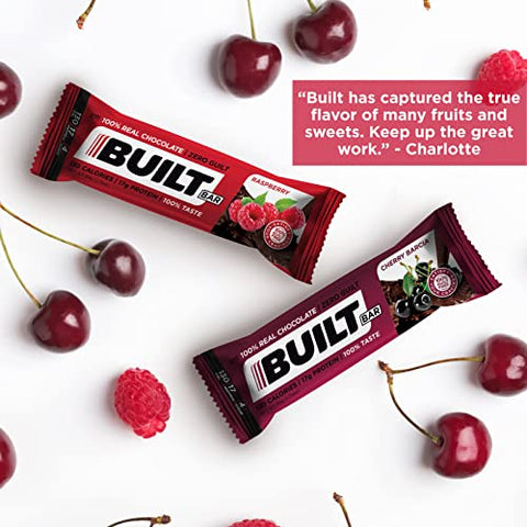 12 Pack – Barras de Alta Proteína e Energia – Baixo Carboidrato, Baixa Caloria, Baixo Açúcar – Cobertas com Chocolate 100% Real – Lanche Delicioso e Saudável – Livre de Glúten (Caixa com 12 Sabores Variados) - Built Bar