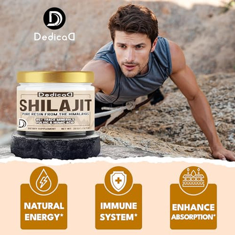 DEDICAD - Shilajit Puro do Himalaia Orgânico Resina 2 Pacotes 20g – Autêntico Fulvic e Ácido Húmico Natural
