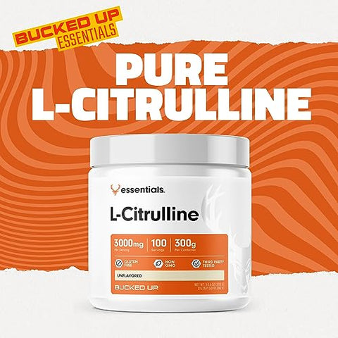 L-Citrulline 3000mg em Pó, Essenciais (100 Porções) – Aumente sua performance! - Bucked Up