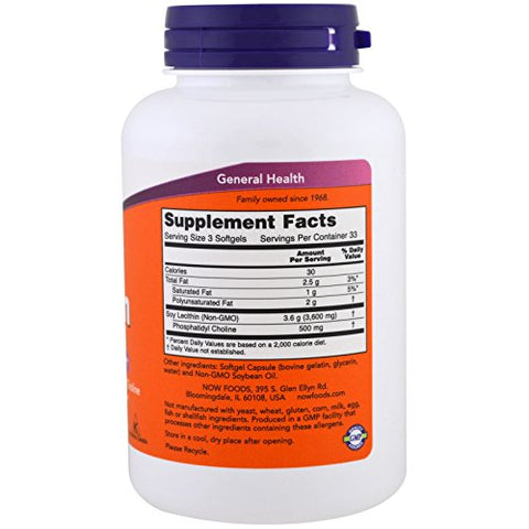 NOW Foods - Now Foods – Lecitina 1200 mg, 100 Softgels (2 Pacotes) – Ótima Fonte de Nutrientes Essenciais