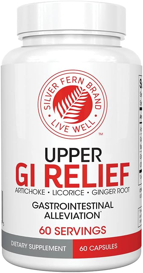 GI Relief – Suplemento Herbal Natural – Com Extrato de Folha de Alcachofra, Extrato de Raiz de Gengibre e Flavonoides de Alcaçuz GutGuard (1 Frasco – 60 Cápsulas – 30g) - Silver Fern