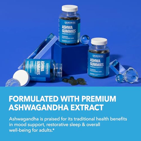 HAVASU NUTRITION - Ashwagandha Gummies – Suporte Herbal para Calma Natural – Gummies de Ashwagandha para Mulheres e Homens – Suplemento Sem OGM e Sem Glúten – 120 Veganos