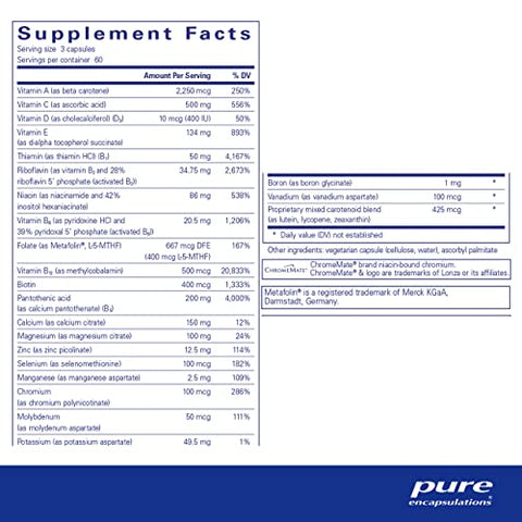 Nutrient 950 Sem Cobre, Ferro – Fórmula Completa de Vitaminas e Minerais – 60 Cápsulas - Pure Encapsulations