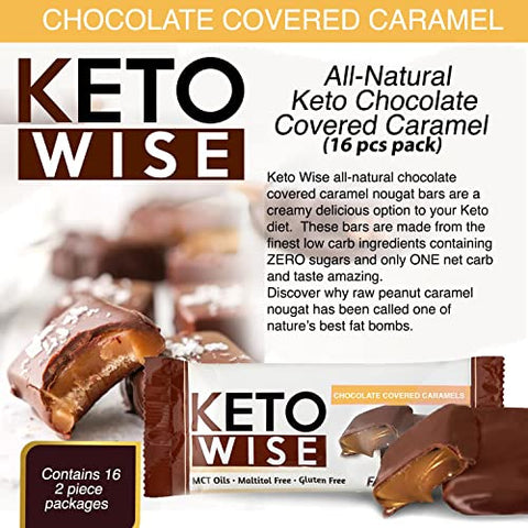 Fat Bombs – Snack de Chocolate com Óleo MCT – Baixo teor de gordura, baixo teor de carboidratos e amigável à dieta Keto – 8g de gordura, 2g de carboidratos líquidos | Caramelos Cobertos de Chocolate, 2 Unidades (Pacote com 16) - Keto Wise