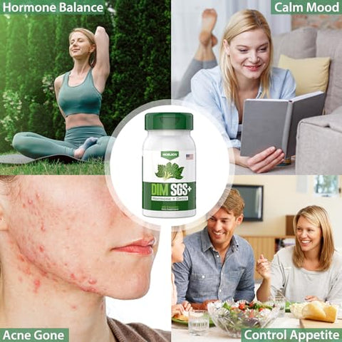 HORJOY - DIM SGS – Detox Hormonal: Equilíbrio Hormonal, Suplementos para Acne Hormonal, Controle do Apetite, Promove Desintoxicação (60 Cápsulas)