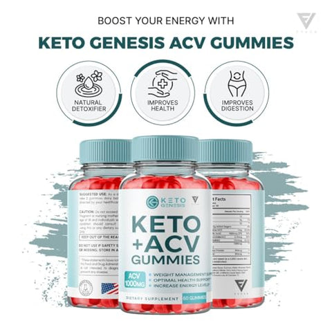 Keto Genesis ACV Gummies – Perda de Peso Avançada, Ketogênese Keto ACV 1000MG Vinagre de Maçã Folate, Genesis Keto Plus ACV Vitamina, Keto Genesis ACV - Fyvus