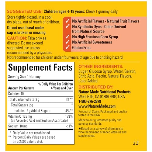 Kids First Gummies Vitamina C, Suporte Imunológico, 110 Gummies, 110 Dias de Fornecimento - Nature Made