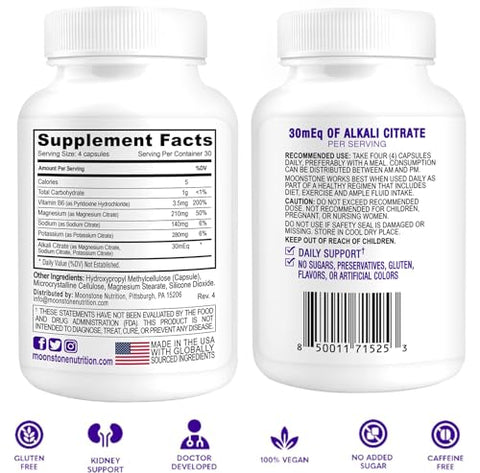 Cápsulas Moonstone para Parar Pedras nos Rins, Supera Chanca Piedra Quebra Pedras e Suplementos de Suporte Renal, Desenvolvido por Urologistas para Prevenir Pedras nos Rins, Fornecimento de 30 Dias