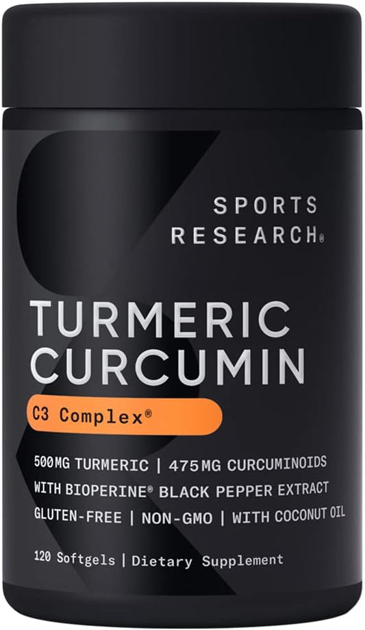 Turmeric Curcumin C3 Complex – Softgels com Extrato de Pimenta Preta Bioperine – 60 Cápsulas - Sports Research