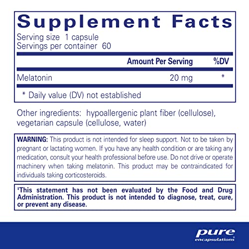 Melatonina 20 mg – Suporte para o Sistema Imunológico - Pure Encapsulations