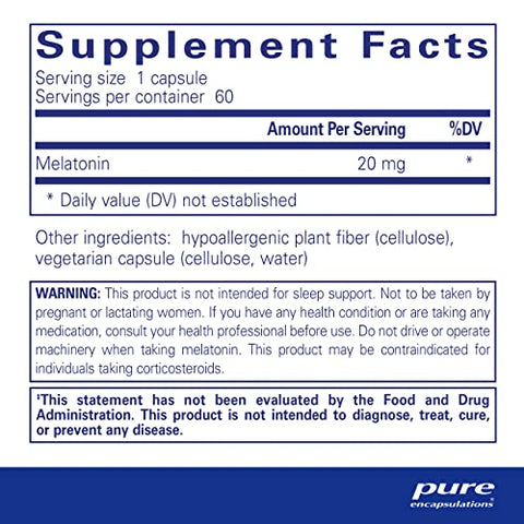 Melatonina 20 mg – Suporte para o Sistema Imunológico - Pure Encapsulations