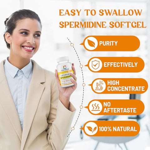 CORPORALIGHT - Suplemento de Spermidina Lipossomal 30mg, Alta Absorção, Mais Potente que Spermidina 3HCL, Extrato de Germen de Trigo Fermentado, Spermidina para Mulheres