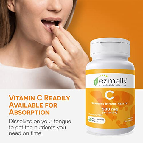 Vitamina C 500 mg, Dissolvível, Sem Açúcar, 1 Mês de Fornecimento - EZ Melts