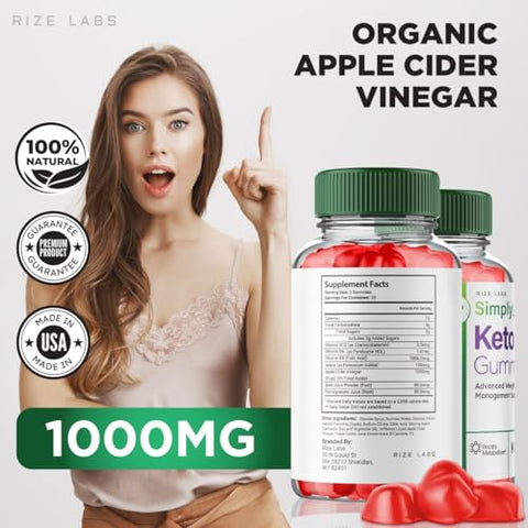 rize labs - Simply Lean Keto ACV Gummies – Gomitas Simply Lean Keto para Perda de Peso Avançada, Suplemento Simply Lean, Gomitas Simply Lean de Máxima Potência, Fórmula Avançada Simply Lean