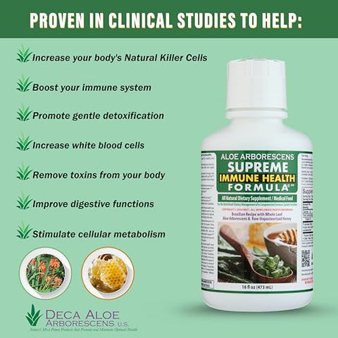 Deca Aloe Arborescens US - Fórmula Suprema de Saúde Imunológica – Fórmula de Saúde Imunológica Clinicamente Comprovada e Recomendada pelo Dr. para Adultos
