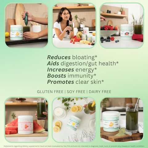 Super Greens – Pó de Verdes Orgânicos para Reduzir Inchaço, Apoiar a Saúde Intestinal, Fortalecer a Imunidade, Digestão Saudável para Mulheres – Suporte Antioxidante – Spirulina – 100g - Kiala Nutrition