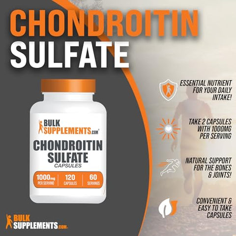 com Cápsulas de Sulfato de Condroitina – Suplementos de Sulfato de Condroitina, 1000 mg de Sulfato de Condroitina – Osso - BulkSupplements