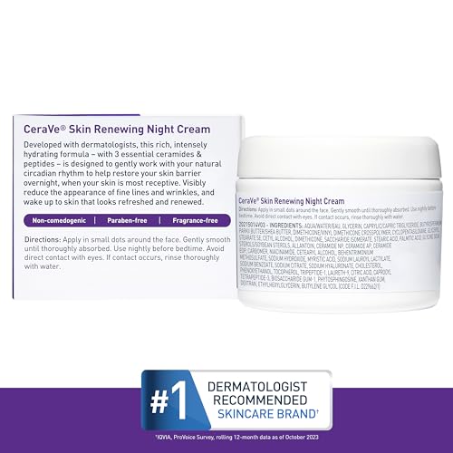 Creme Noturno Renovador da Pele | Niacinamida, Complexo de Peptídeos e Hidratante de Ácido Hialurônico para o Rosto | 50 ml, Embalagem pode Variar - CeraVe