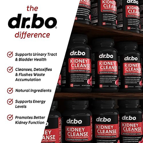 DR. BO - Suplemento Suporte Detox para Limpeza Renal – Natural Cranberry, Bagas de Zimbro, Buchu – Marca