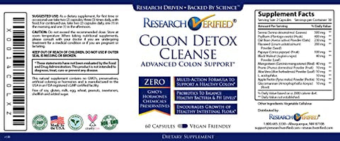 Research Verified - Pesquisa Verificada Limpeza do Cólon Detox – #1 Limpeza do Cólon – 100% Natural – 60 Cápsulas – Marca