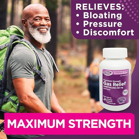 RIGHT REMEDIES - Alívio Máximo de Gases, Simeticona 250 mg, (365 Softgels), Rápido Alívio de Gases, Inchaço, Plenitude, Desconforto Doloroso, Comparado ao Ingrediente Ativo de Máxima Força Phazyme