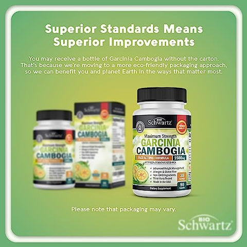 BioSchwartz - Garcinia Cambogia Pílulas para Perda de Peso – 1500mg Extrato Puro de HCA – Supressor de Apetite de Ação Rápida – Queimador de Gordura para Mulheres e Homens para Auxiliar na Perda de Peso – Bloqueador de Carboidratos Metabolismo