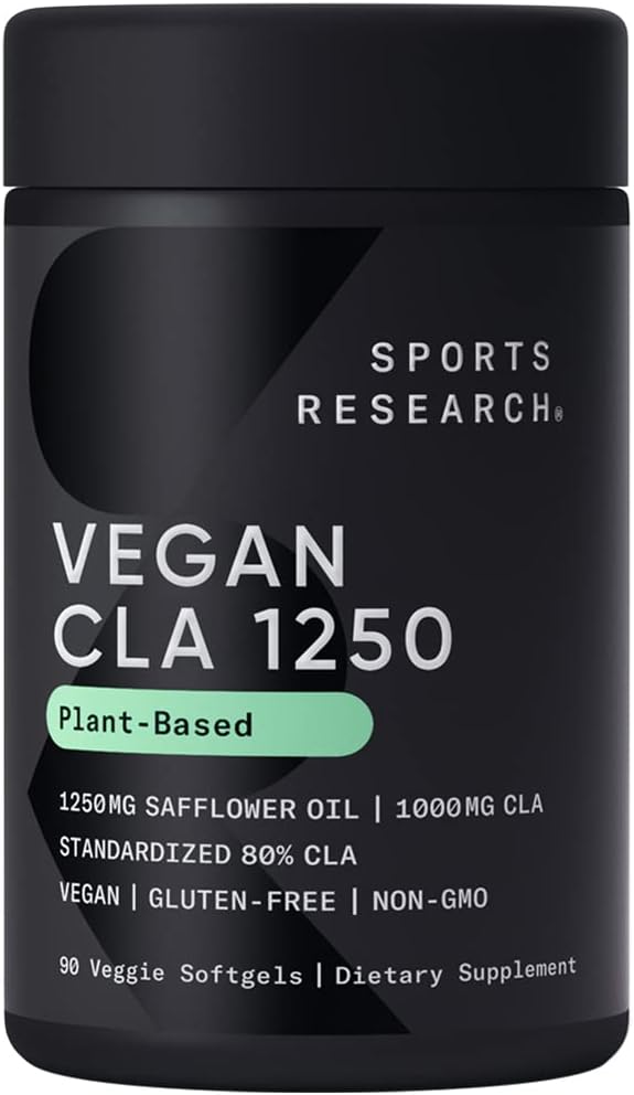 Vegan CLA 1250mg com Ácido Linoleico Conjugado Ativo para Homens  – 60 cápsulas - Sports Research