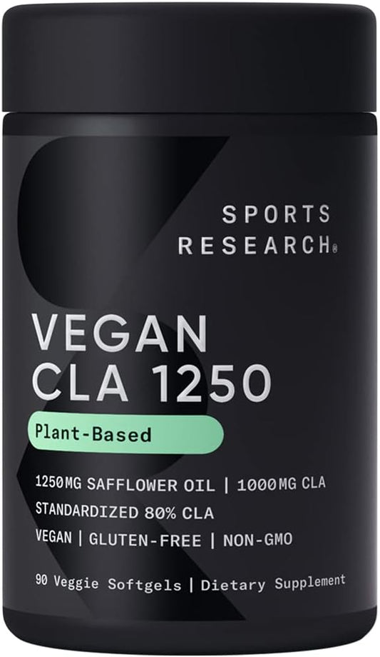 Vegan CLA 1250mg com Ácido Linoleico Conjugado Ativo para Homens  – 60 cápsulas - Sports Research