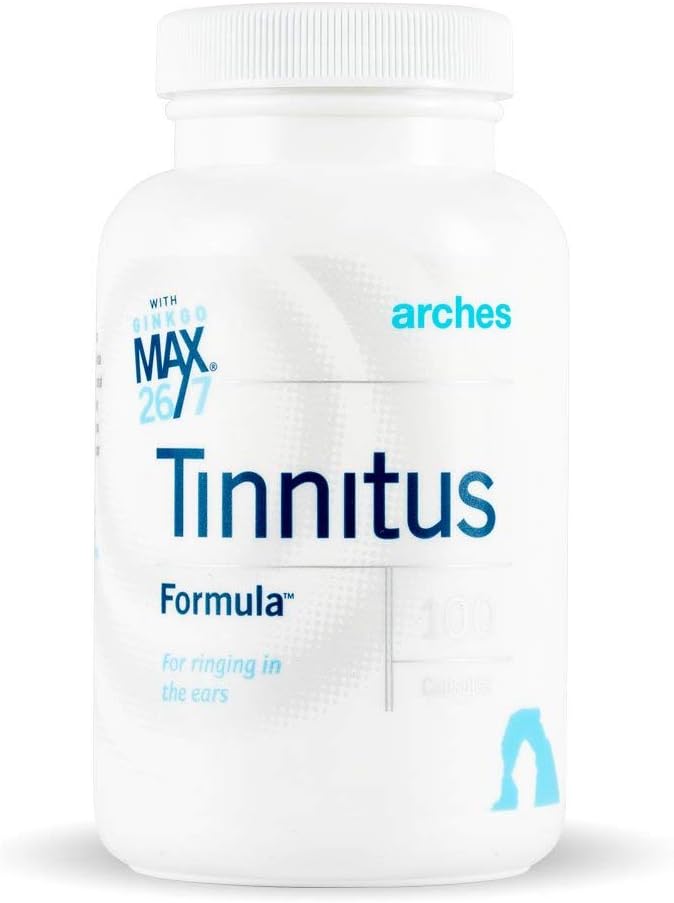 Arches Tinnitus Formulas - Arches Tinnitus Formula – Fórmula Natural para Alívio do Zumbido nos Ouvidos – 100 Cápsulas – 25 Dias de Tratamento – Ginkgo Max 26/7